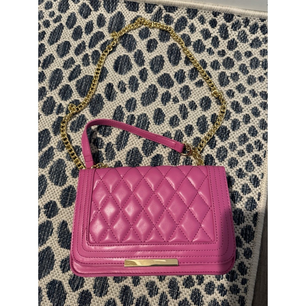 Lola Mae Pink Quilted Crossbody Purse With Gold Chain Barbiecore